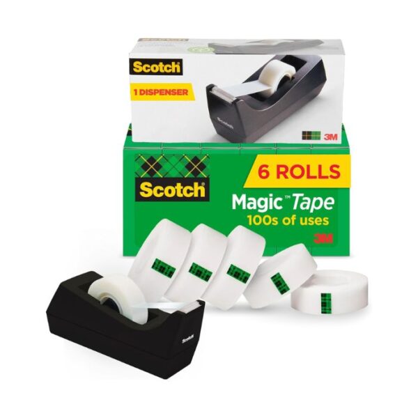 Scotch Magic Tape, 6 Rolls with Dispenser