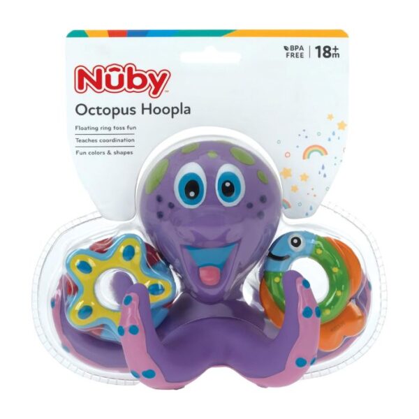 Nuby Floating Octopus Toy with 3 Hoopla Rings